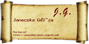 Janecska Géza névjegykártya